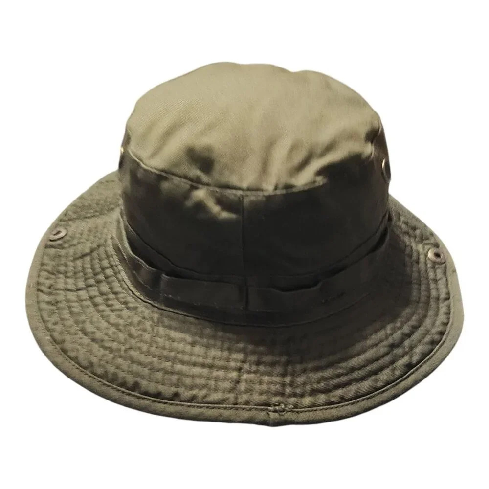 Olive Green Boonie Hat With Adjustable Strap & Ventilation Eyelets
